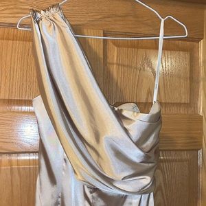 Gold one shoulder long dress